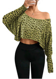 Women's Fashionable And Elegant Off-shoulder Leopard-print Top