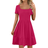 Women's Solid-color Short Sleeve Dress