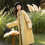 Loose-fit, Turn-down Collar, Double-faced Wool Coat, Mid-length Style