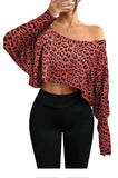 Women's Fashionable And Elegant Off-shoulder Leopard-print Top