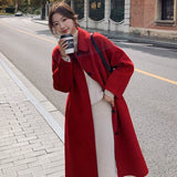 Loose-fit, Turn-down Collar, Double-faced Wool Coat, Mid-length Style
