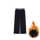 Women's AutumnWinter Fleece-Lined Loose Effortless-Style Sweatpants With A Slimming Effect For Pear-Shaped Figures