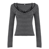 American-style Lace-spliced Strap Top With A Faux Two-piece Slim-fit Long Sleeves