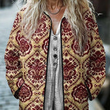 Women's Cotton Padded Jacket With Digital Floral Print