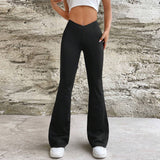 Women's Casual V-waist Slimming Slightly Flared Trousers