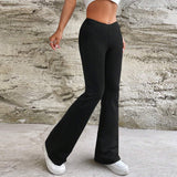 Women's Casual V-waist Slimming Slightly Flared Trousers
