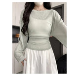 Outerwear Slightly Sheer Air-conditioning T-shirt With A Fitted Waist And Off-the-shoulder Design