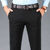 Men's Stretch Casual Pants, Loose-Fit Wrinkle-Resistant, Iron-Free Dress Pants