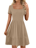 Women's Solid-color Short Sleeve Dress