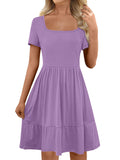 Women's Solid-color Short Sleeve Dress