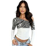 Asymmetrical Slant-Shoulder Long-Sleeve Casual Top Fashion Outfit Women's Clothing
