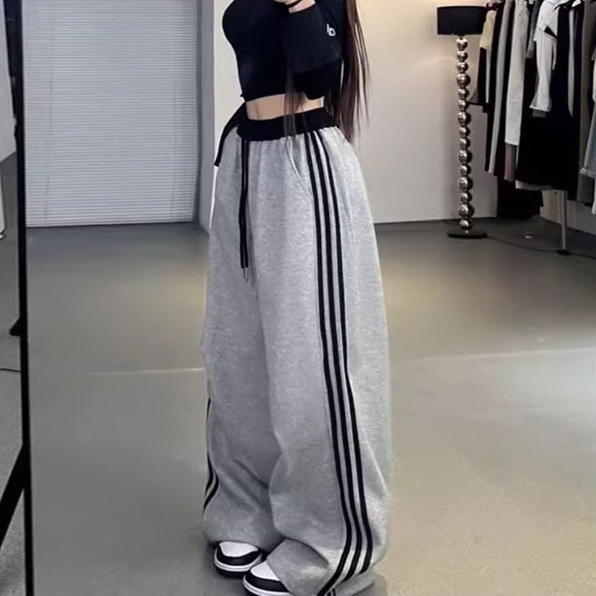 European And American High-waisted Loose Wide-leg Pants