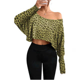 Women's Fashionable And Elegant Off-shoulder Leopard-print Top