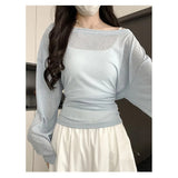Outerwear Slightly Sheer Air-conditioning T-shirt With A Fitted Waist And Off-the-shoulder Design