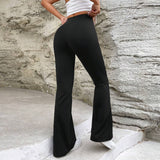 Women's Casual V-waist Slimming Slightly Flared Trousers