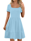 Women's Solid-color Short Sleeve Dress