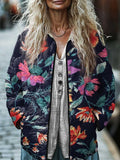 Women's Cotton Padded Jacket With Digital Floral Print