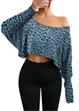 Women's Fashionable And Elegant Off-shoulder Leopard-print Top