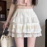 Lace-trimmed Cake-style Short Skirt For Women
