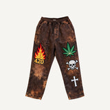 Elastic-waist Printed Sweatpants Casual Trousers