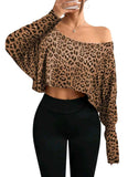 Women's Fashionable And Elegant Off-shoulder Leopard-print Top